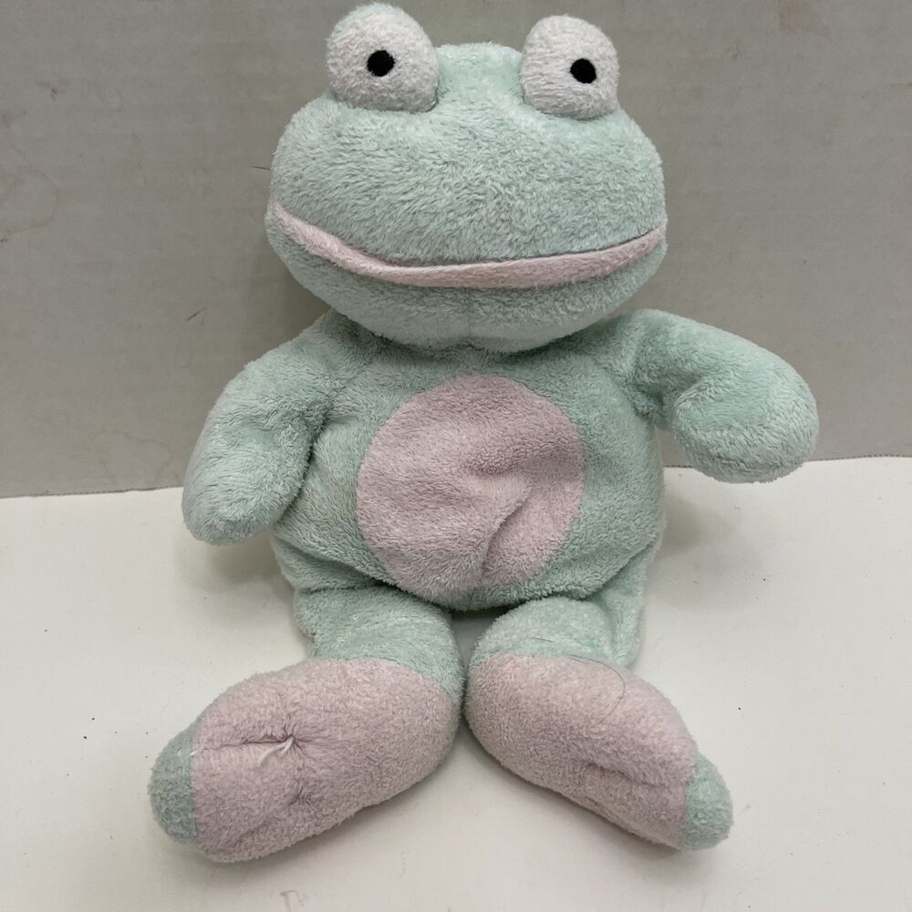 Ty Pluffies Grins the Frog Plush Pink Green Stuffed Animal Plush 2002 Tylux